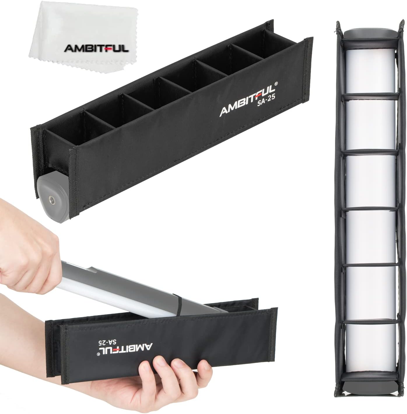 AMBITFUL SA-25 Accesorios de luz de tubo Softbox Stick Rejilla de luz para tubo LED Rejilla de parrilla (tubo de luz Softbox SA-25)