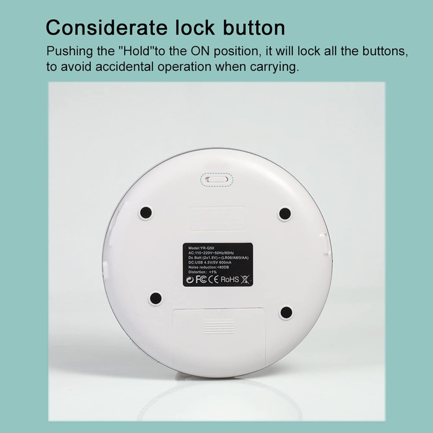 Reproductor de CD portátil, reproductor de música de alta fidelidad para auriculares, tarjeta TF de cable AUX, para viajes en casa y automóvil,
