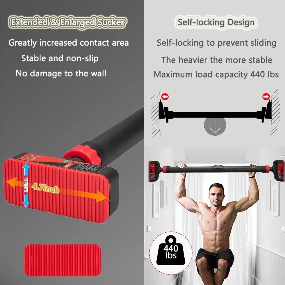 Barra de dominadas para puerta, entrenamiento de fuerza, barra de entrenamiento de la parte superior del cuerpo con medidor de nivel y ancho