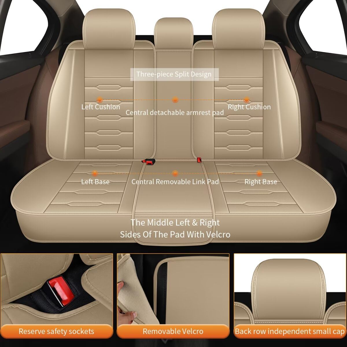 AOMSAZTO Funda de asiento de coche para Nissan Kicks 2018 2019 2020 2021 2022 2023 juego completo de 5 asientos de cuero protector de cojín de