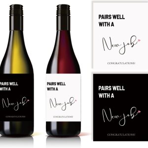 4 etiquetas de vino de trabajo, combina bien con calcomanías para botellas de vino de un nuevo trabajo, etiquetas de vino de nueva vida, regalo de 4 etiquetas de vino de trabajo, combina bien con calcomanías para botellas de vino de un nuevo trabajo, etiquetas de vino de nueva vida, regalo de
