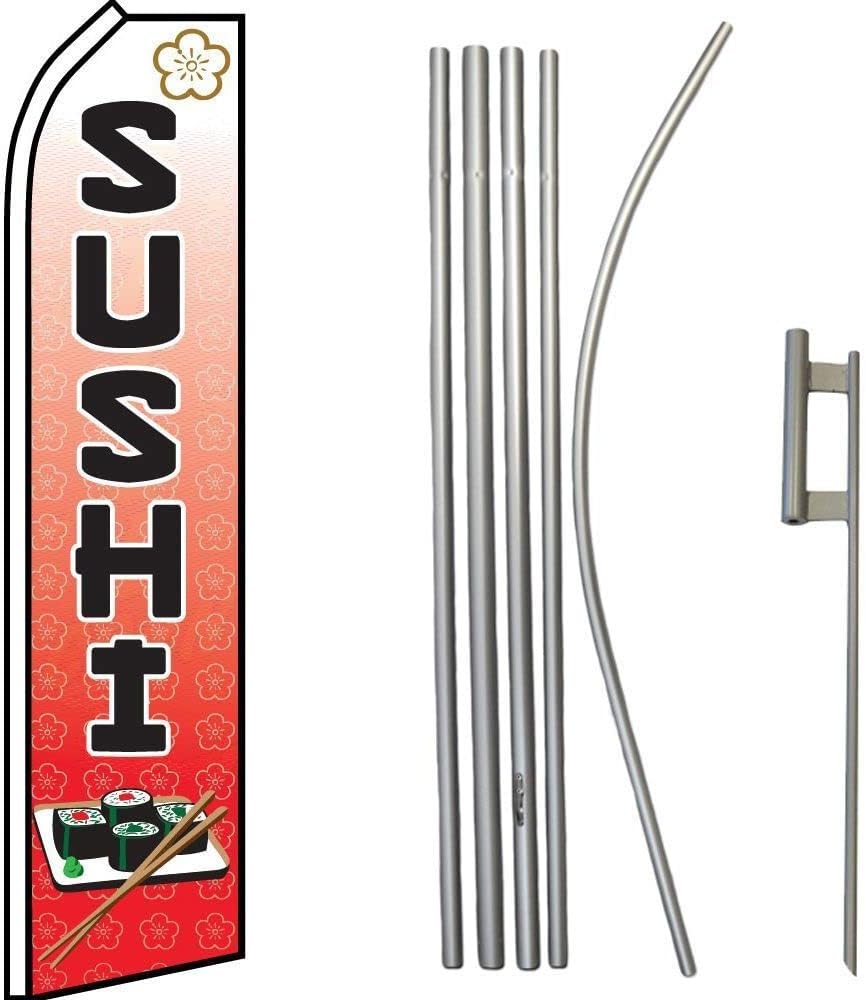 Premium Sushi RedSwooper Flag & 16ft Flagpole KitGround