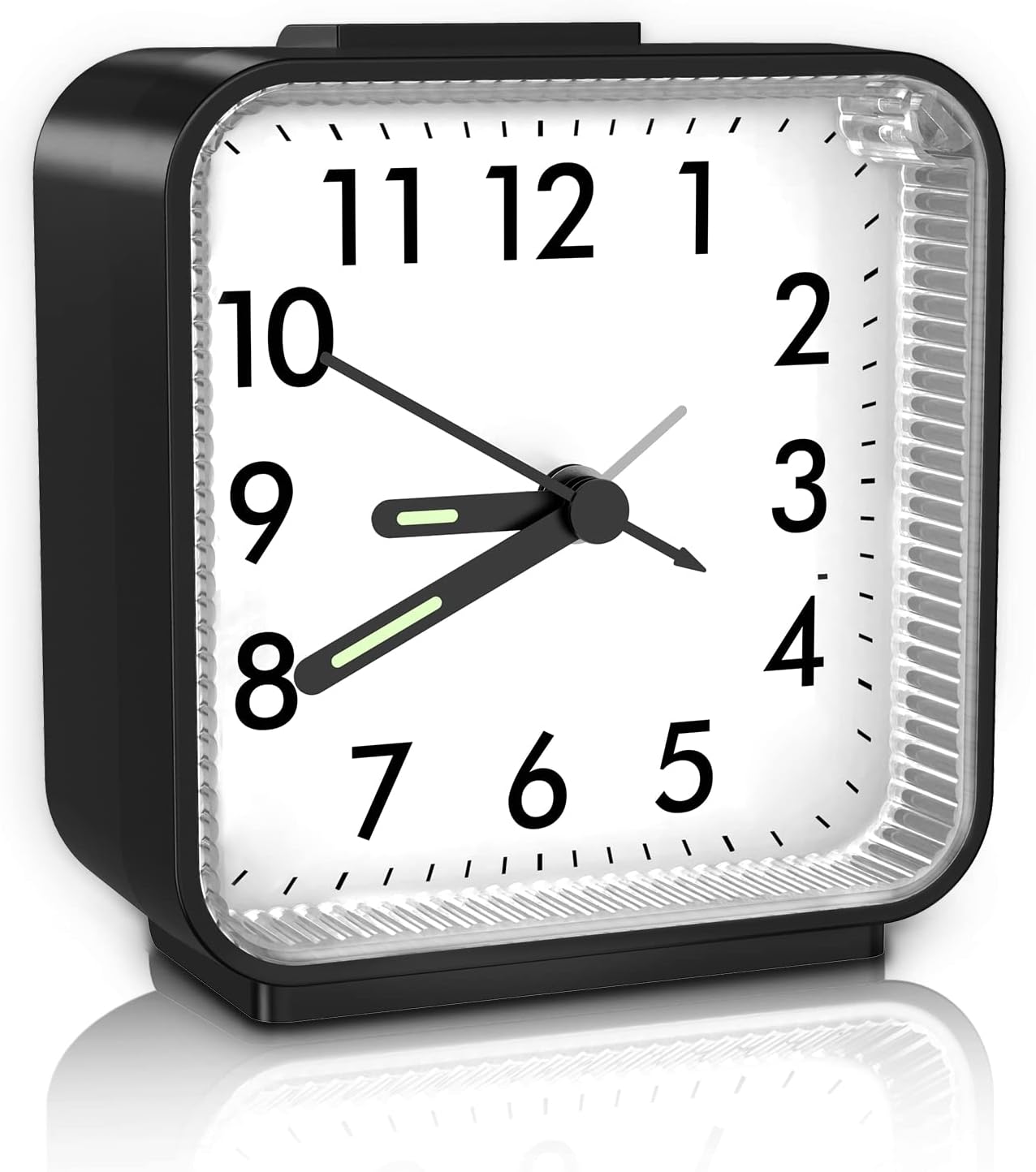 ORIA Reloj despertador analógico, reloj despertador silencioso, reloj despertador sin tictac, pequeño reloj despertador con luz nocturna,