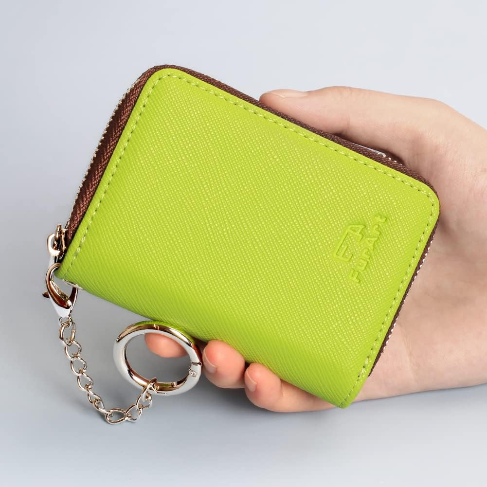 FurArt – Cartera para tarjetas de crédito, soporte para tarjetas con cremallera para hombres y mujeres, bloqueo RFID, cartera con llavero, tamaño
