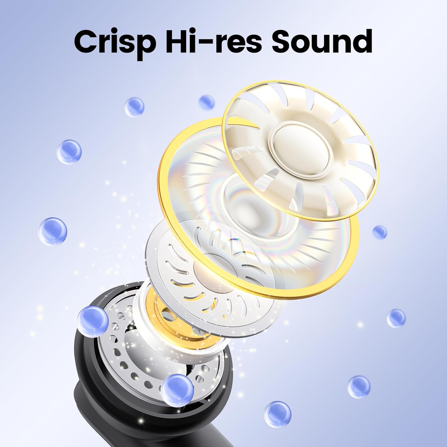 Auriculares inalámbricos con auriculares de 68 horas de reproducción Bluetooth 5.3 con pantalla de alimentación dual, estuche de carga IPX7,