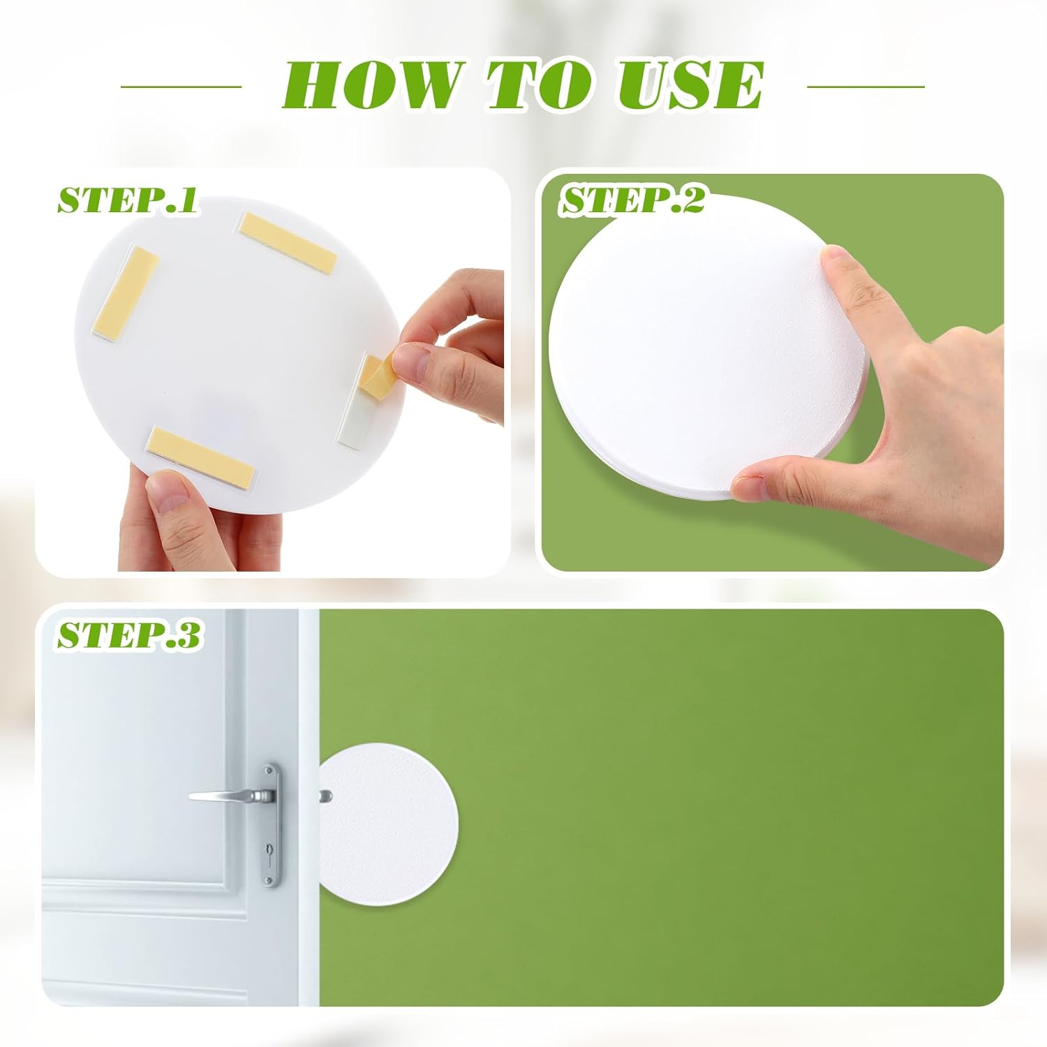 BBTO Topes de puerta protector de pared de 5 pulgadas, protector de pomos de puerta, cubierta redonda de agujero de pared, protector autoadhesivo de
