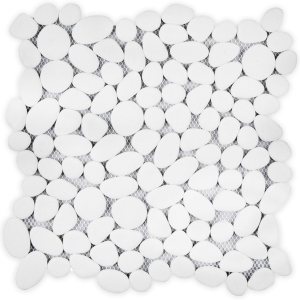 Diflart Azulejos de pared con diseño de guijarros blancos pulidos para cocina, ducha y suelo, paquete de 5 hojas Diflart Azulejos de pared con diseño de guijarros blancos pulidos para cocina, ducha y suelo, paquete de 5 hojas