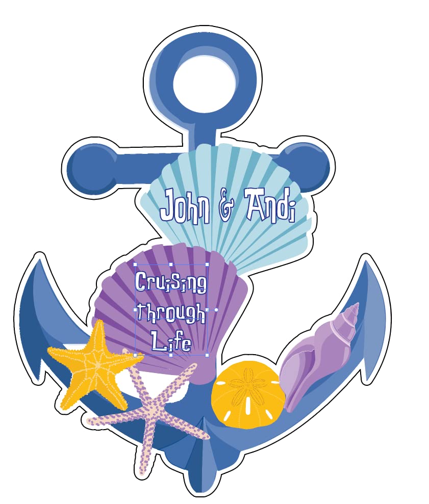 Large Anchor Sea Shells Magnet Customized for your Stateroom Door on your Disney Cruise, Carnival, Royal Caribbean, etc. – Personalized
