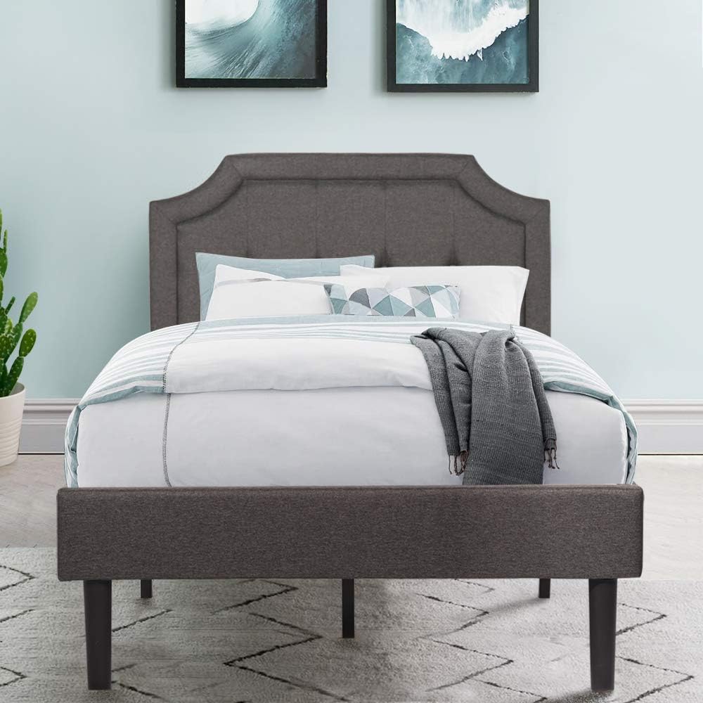 VECELO – Cabecero de cama tapizada con panel cosido de diamante, marco de metal