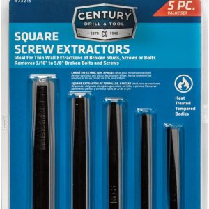 Century Drill & Tool 73215 Juego de extractor de tornillo de flauta cuadrada, 1 – #5 Century Drill & Tool 73215 Juego de extractor de tornillo de flauta cuadrada, 1 – #5