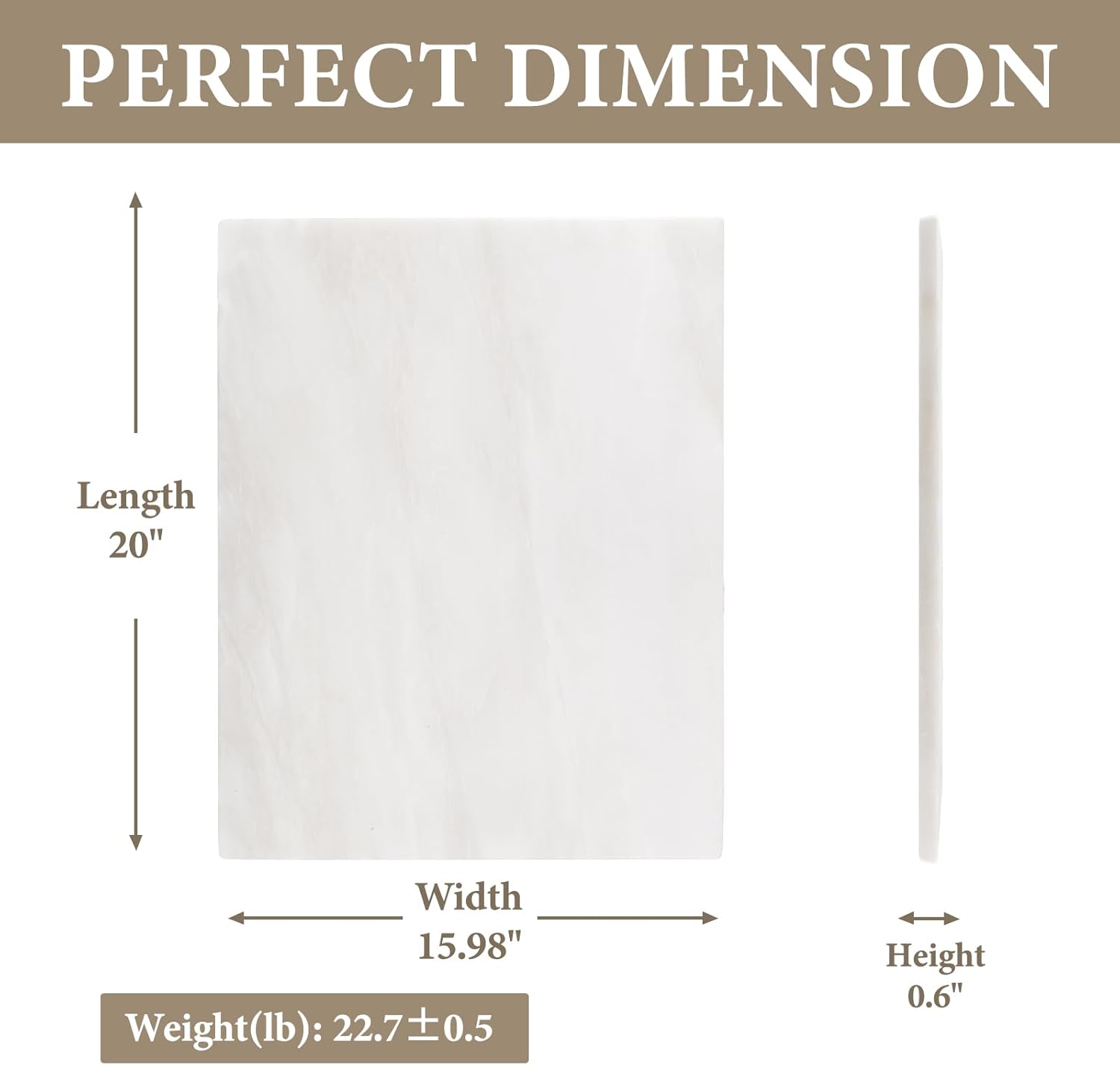 Tabla de cortar de mármol natural africano para cocina, 16 x 20 pulgadas, losa de mármol extra grande hecha a mano para queso, embutidos, tabla de