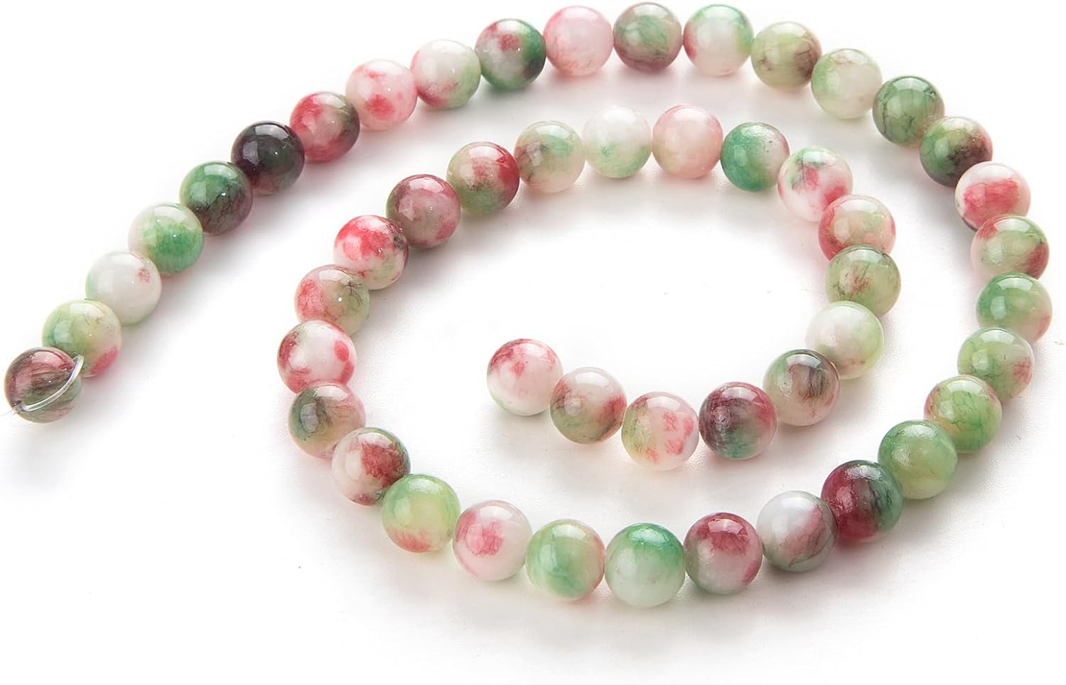 Cuentas de piedras preciosas naturales para la fabricación de joyas, cuentas de jaspe imperial color verde claro, blanco y rojo, cuentas redondas