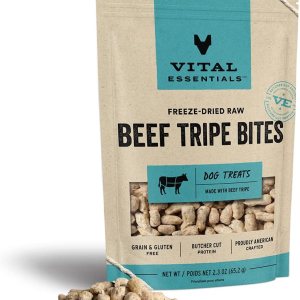 Vital Essentials Golosinas crudas liofilizadas para perros de un solo ingrediente, tripa de carne, 2.3 onzas Vital Essentials Golosinas crudas liofilizadas para perros de un solo ingrediente, tripa de carne, 2.3 onzas