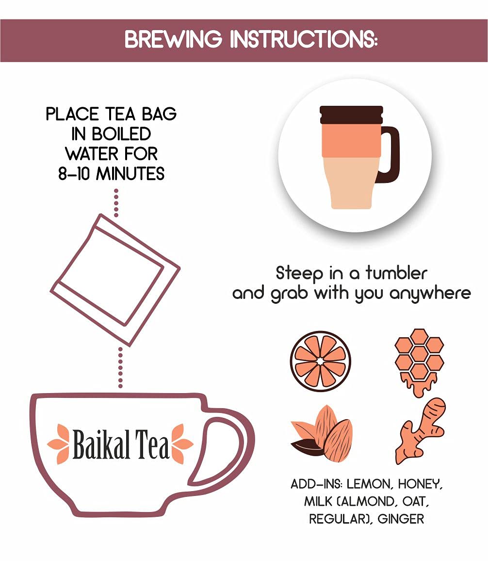 Baikal Tea Chaga Reishi Tea Wild Chaga Tea con Reishi – 30 bolsas de té sin blanquear – Suplemento de hongos Ganoderma Lingzhi con Chaga salvaje