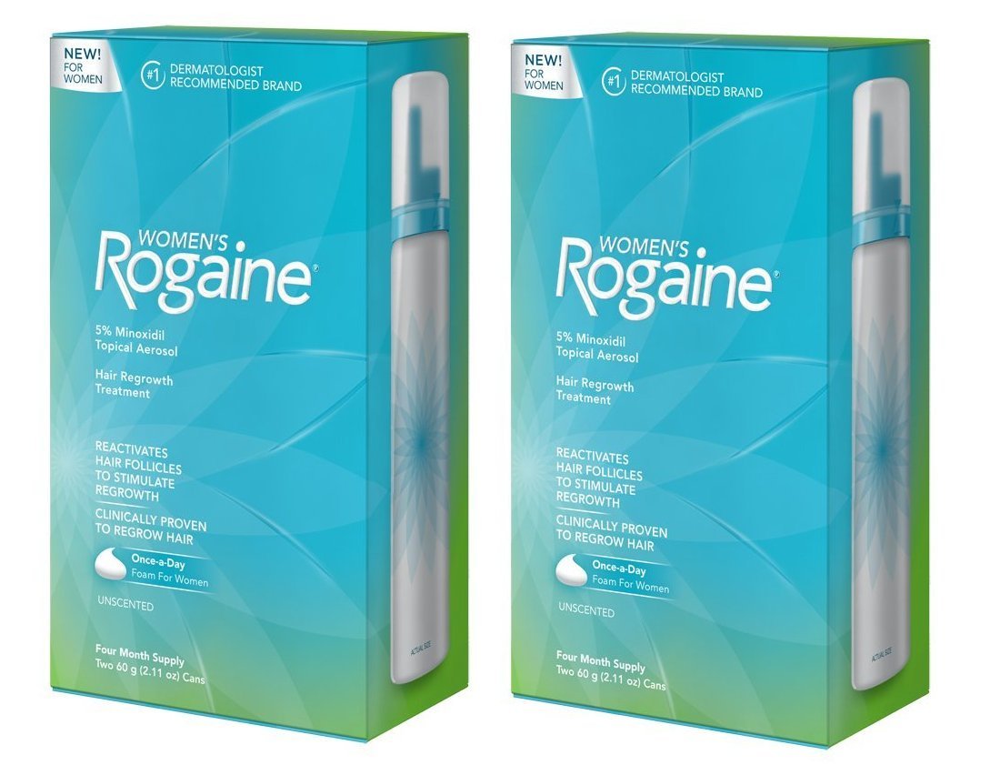 Paquete de 2 tratamientos de espuma Rogaine para el crecimiento del cabello para mujer, suministro para 4 meses, 4.22 onzas