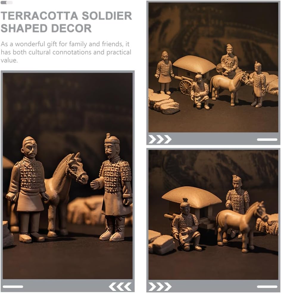 Abaodam 9 unidsset de estatuas de guerreros de terracota Xian China terracota guerreros carro y caballo modelo China Qin dinastía guerreros