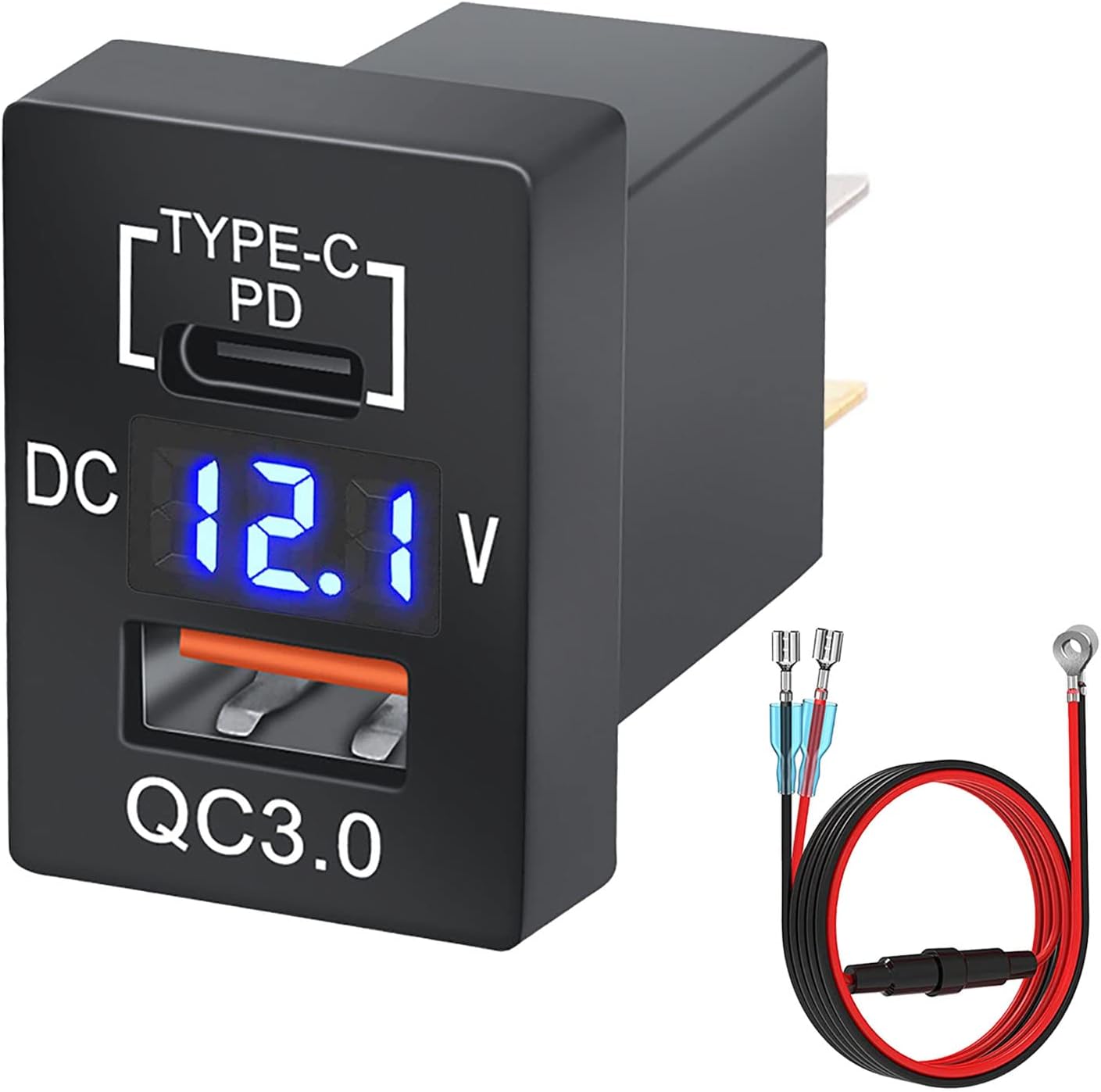 Cllena Carga rápida 3.0 y PD USB C Dual USB puerto cargador adaptador de corriente para Toyota