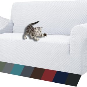 ZNSAYOTX – 1 funda de sofá jacquard para sofás de 3 cojines, de alta elasticidad para mascotas, antideslizante, protector de muebles (grande, blanco) ZNSAYOTX – 1 funda de sofá jacquard para sofás de 3 cojines, de alta elasticidad para mascotas, antideslizante, protector de muebles (grande, blanco)