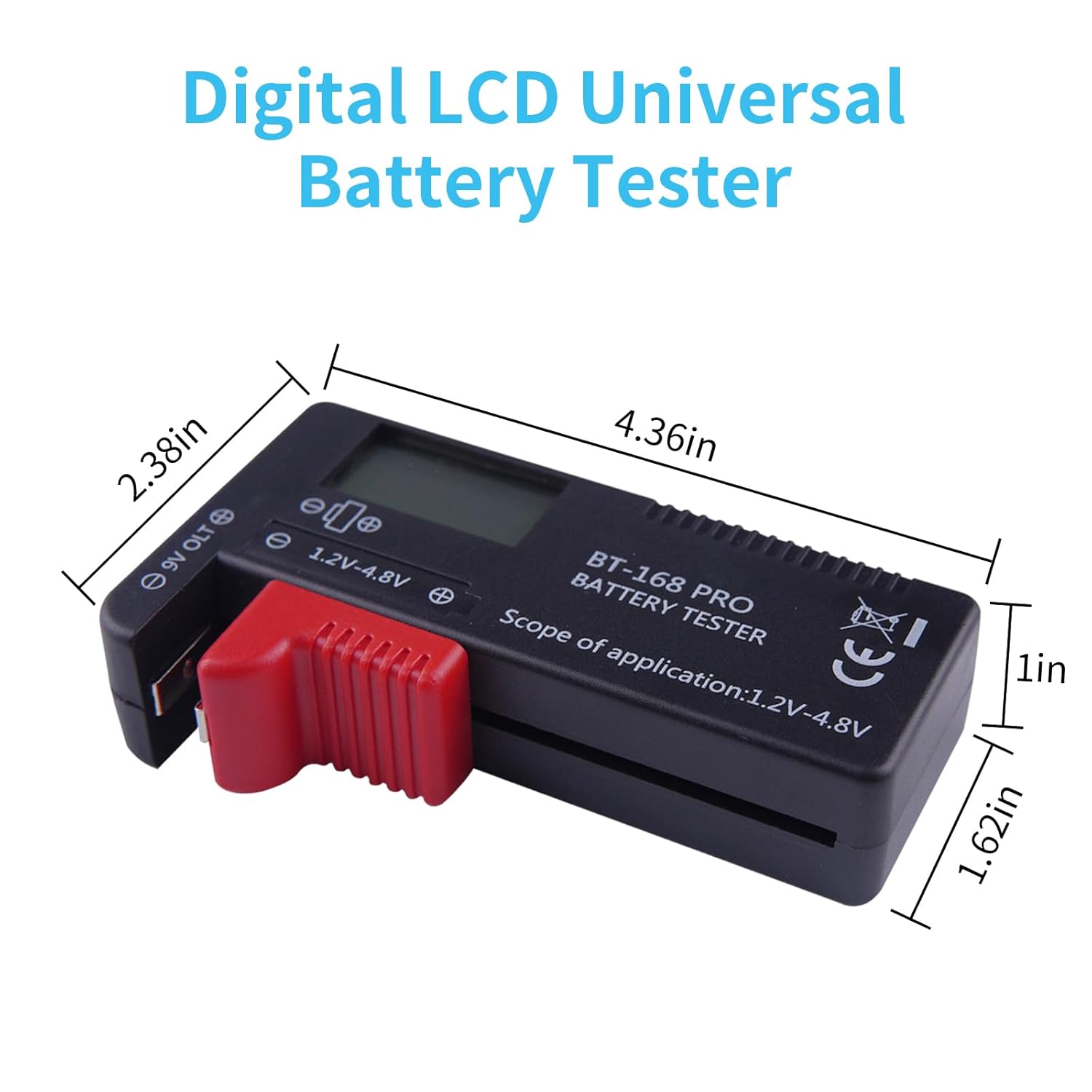 Comprobador de batería, comprobador de batería con pantalla digital para AA AAA, C, D, 9 V, 1.5 V, comprobador de pilas de botón, verificador de