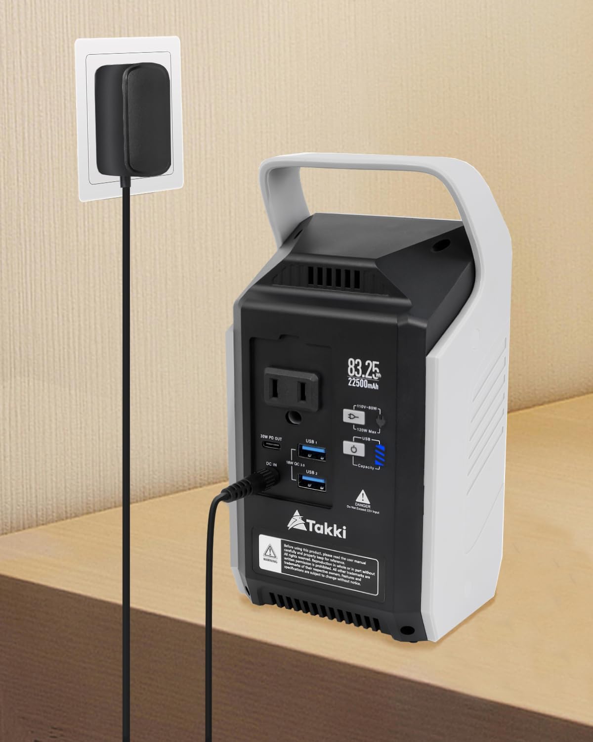 Takki Banco de energía portátil con salida de CA, pico de 120 W110 V, cargador portátil para portátil, estación de energía de 22500 mAh, batería de