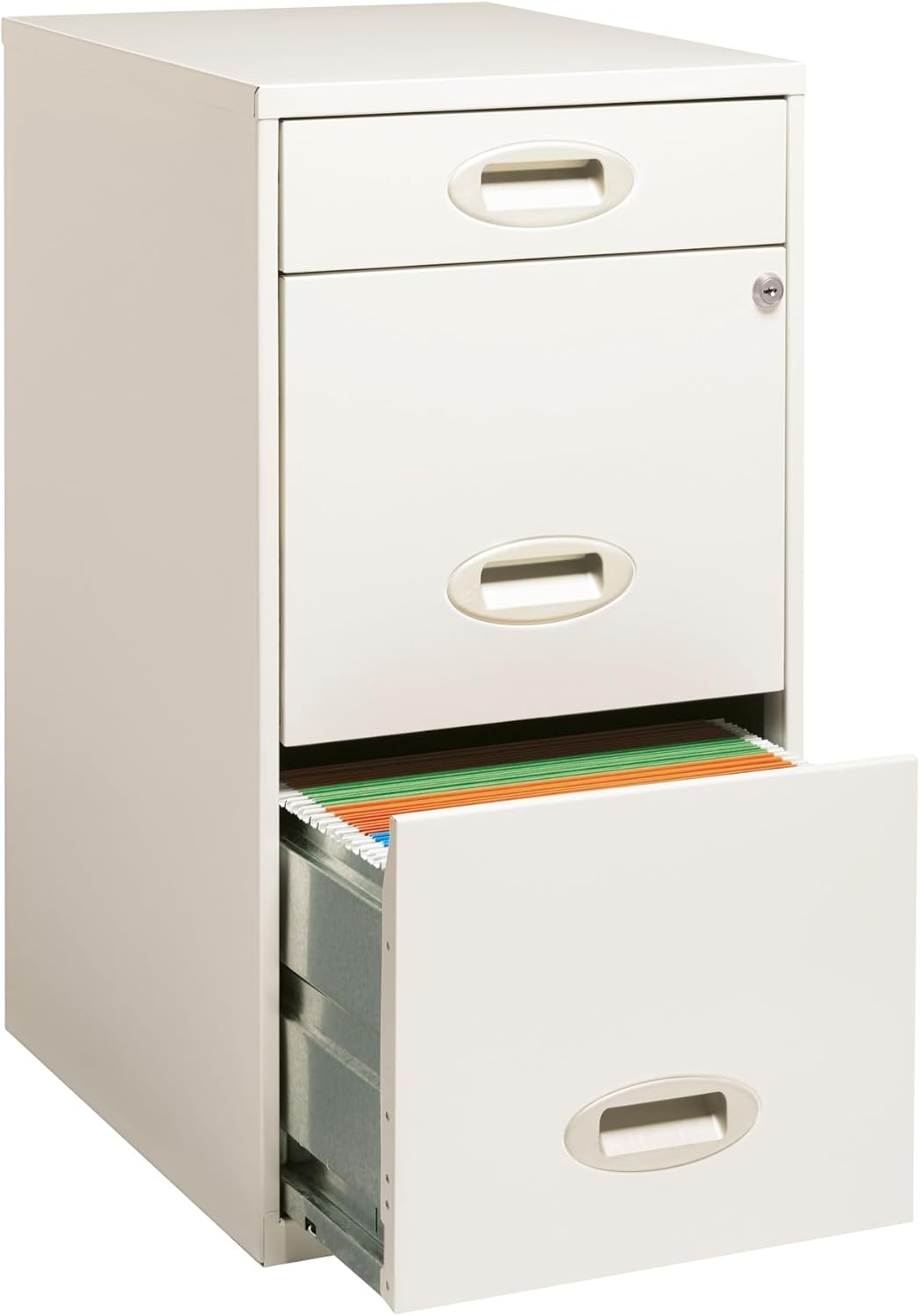 Realspace Archivador vertical de 3 cajones de 18″ D, blanco perla