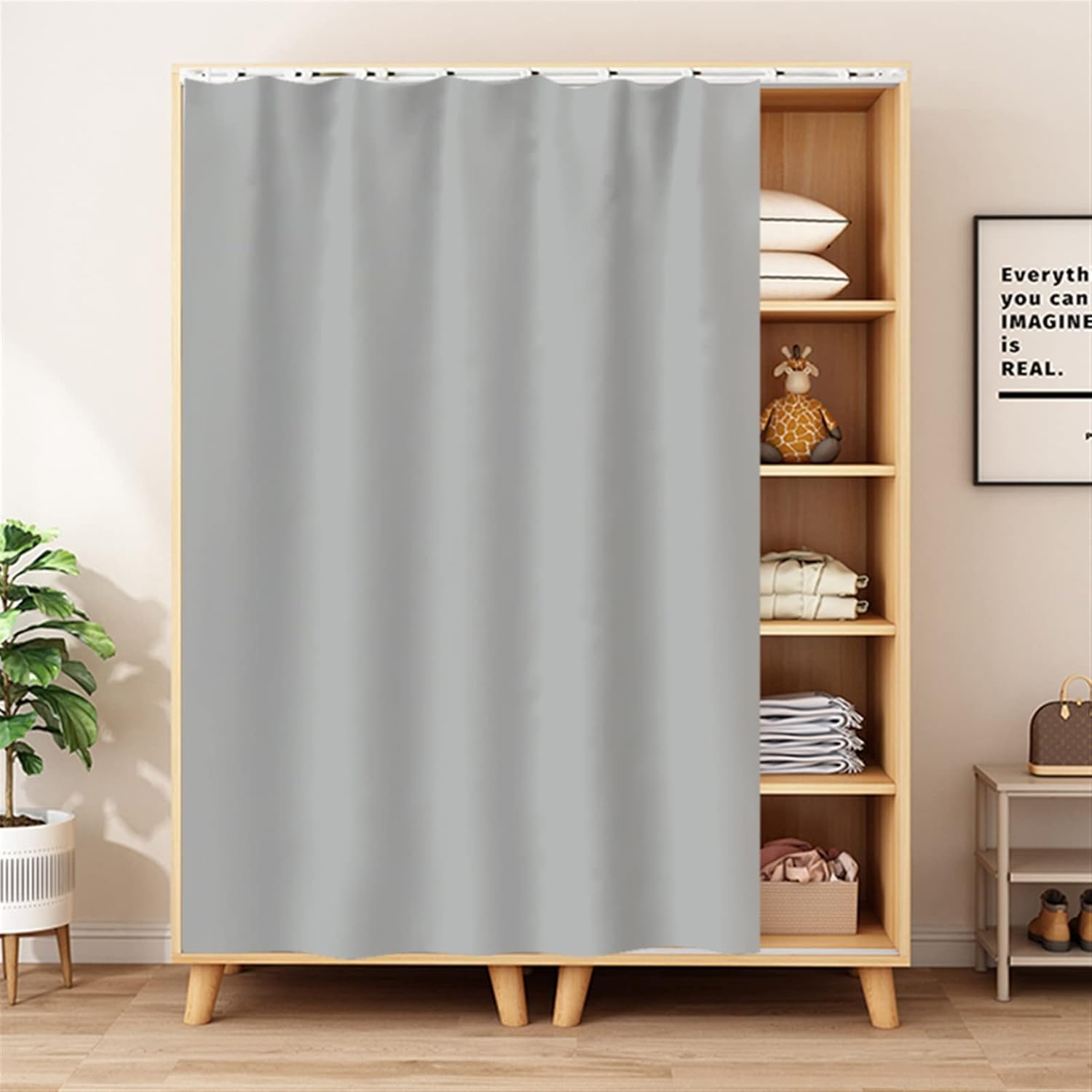 Cortinas de gabinete para estantes, cortina de privacidad para armario, cortinas de ventana a prueba de polvo para cocina, almacenamiento, sin