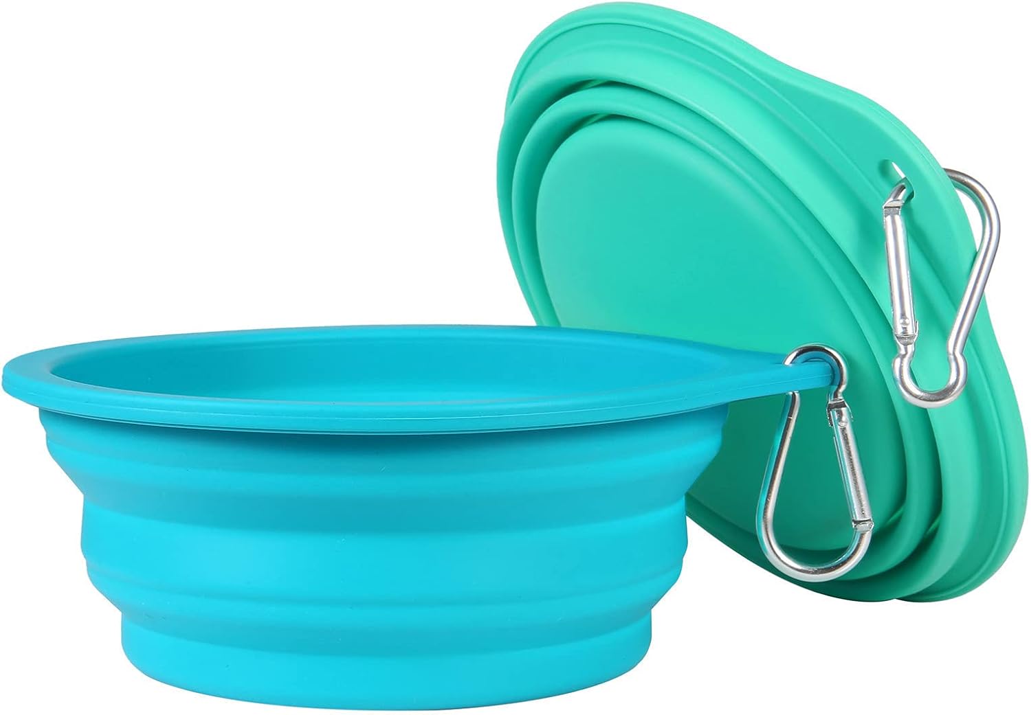SLSON Juego de 2 cuencos plegables para perros, cuencos de viaje integrados sin borde de plástico, cuencos de alimentación para mascotas para