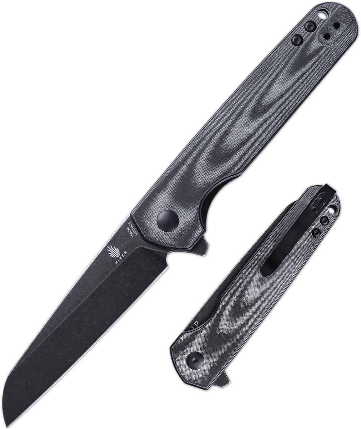 Kizer LP EDC Cuchillo Negro Micarta Mango 154CM Cuchillo de Bolsillo de Acero, Cuchillos Plegables Flipper V3610C1