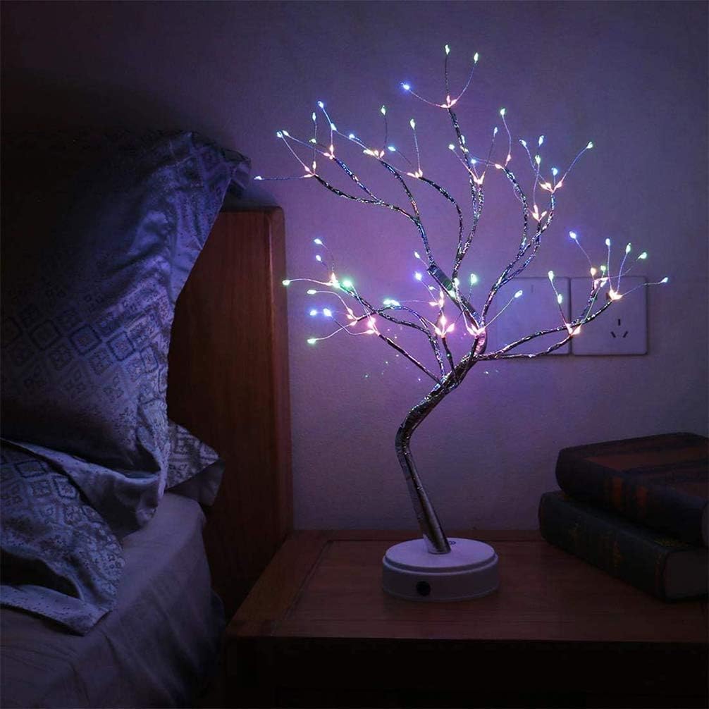 Lámpara de árbol de espíritu de hadas brillante de 20 pulgadas con control remoto, luces de árbol bonsái, lámpara de árbol artificial para iluminar