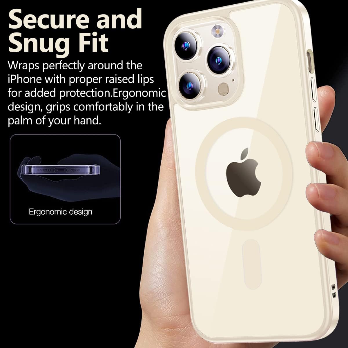 Funda magnética transparente para iPhone 13 Pro Max, compatible con MagSafe, protección de grado militar, parte trasera transparente, 2 protectores
