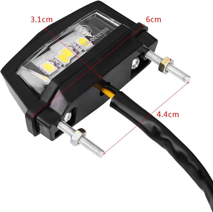 Luz de matrícula LED de 6k, 12 V, luz universal para placa de matrícula de motocicleta, luz LED trasera de freno trasero, lámpara de montaje de