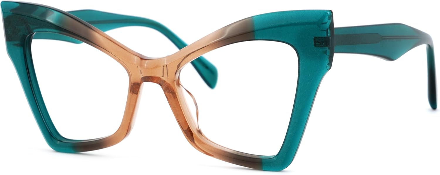 VOOGLAM Lentes de bisagra de resorte de ojo de gato para mujer, luz azul y bloqueo UV400, marcos elegantes de acetato para computadora, teléfonos, TV