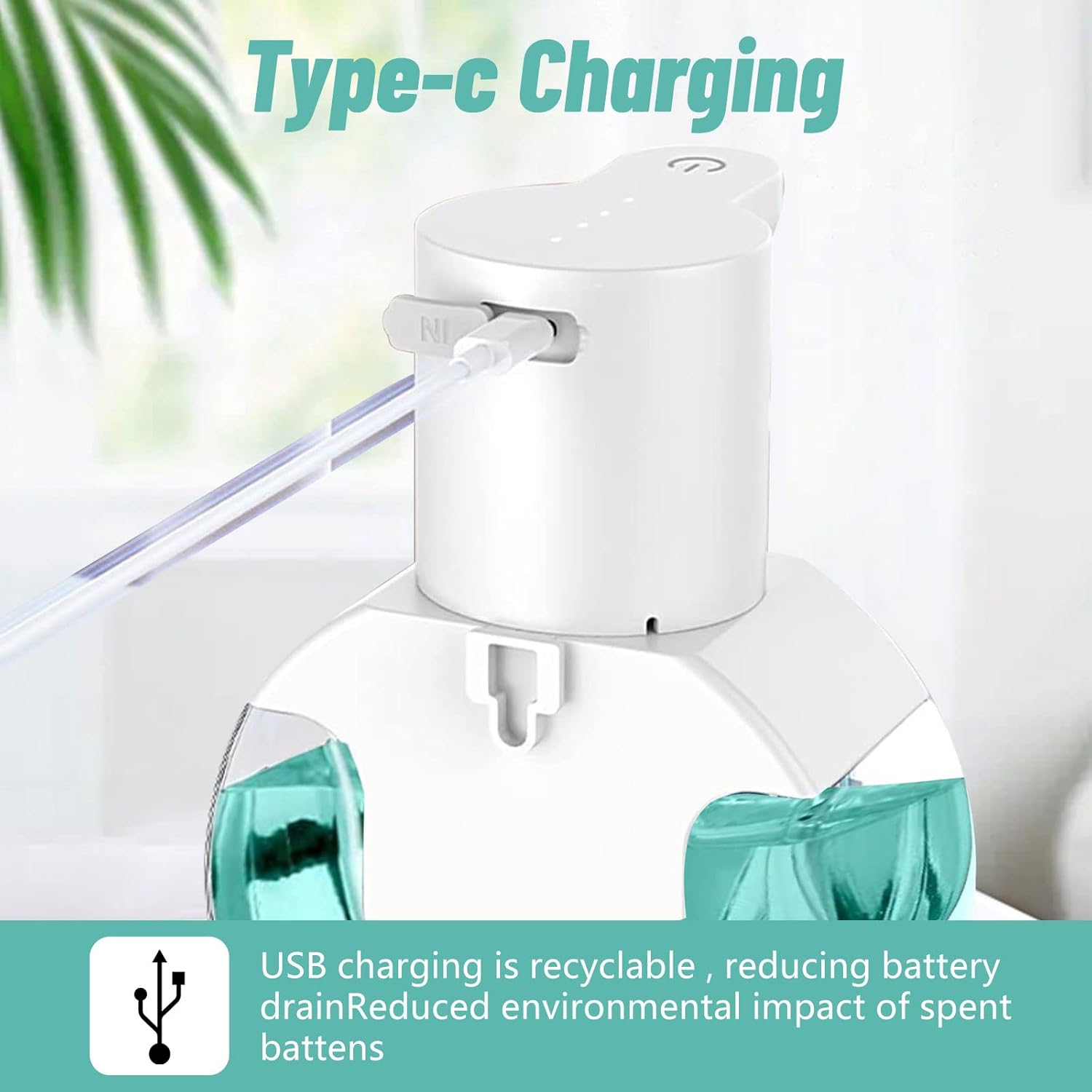 Dispensador automático de jabón líquido, dispensador de jabón sin contacto de 14.2 oz14.2 fl oz, dispensador de jabón recargable con control de 4