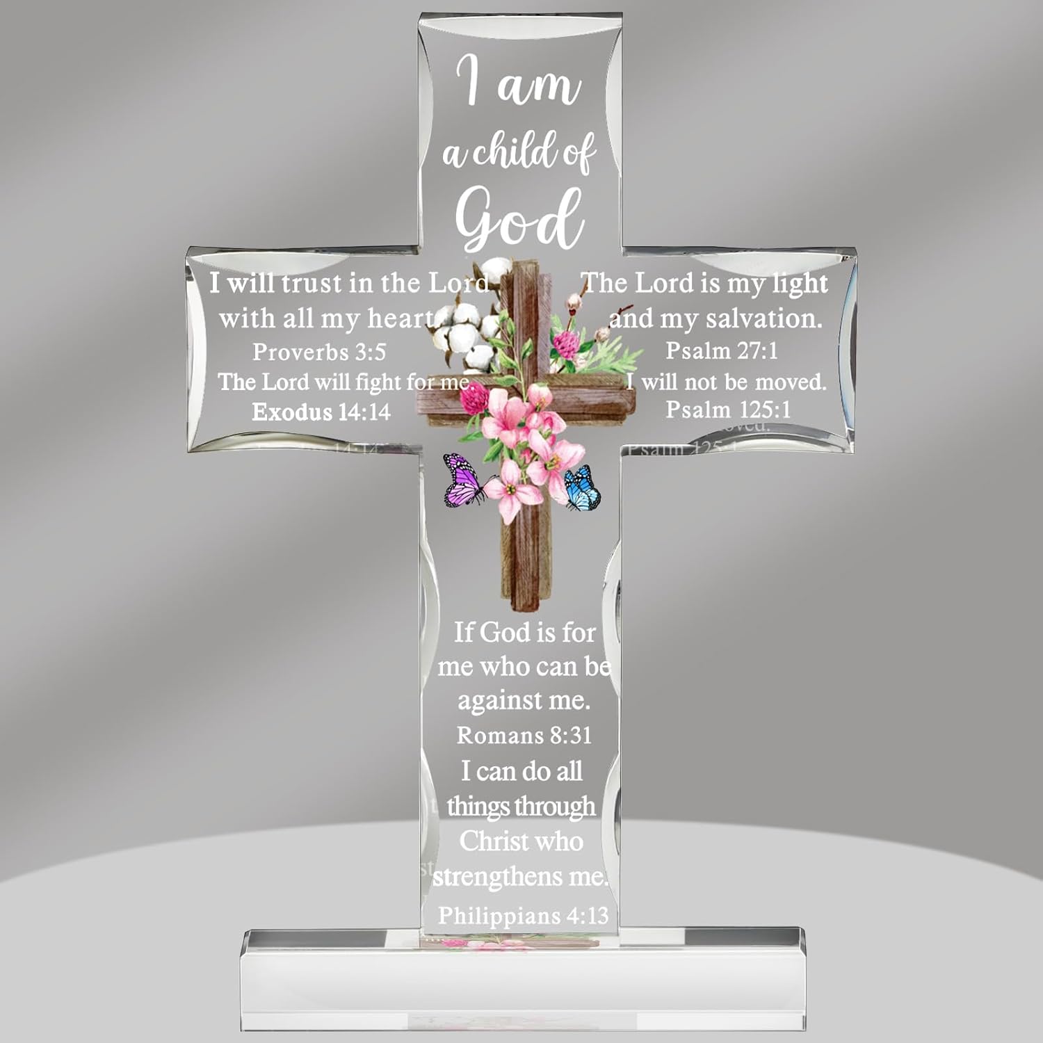 Regalos inspiradores de cruz cristiana de acrílico con versículos de la Biblia y oraciones, girasol, regalos religiosos de las Escrituras para
