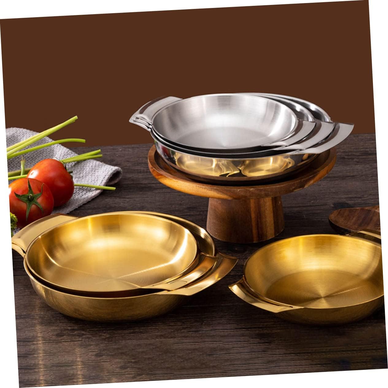 HOMSFOU Amphora – Tazones de acero inoxidable para cocina, paella, parrilla, utensilios de cocina, sartenes de inducción, sartén para wok, bandeja