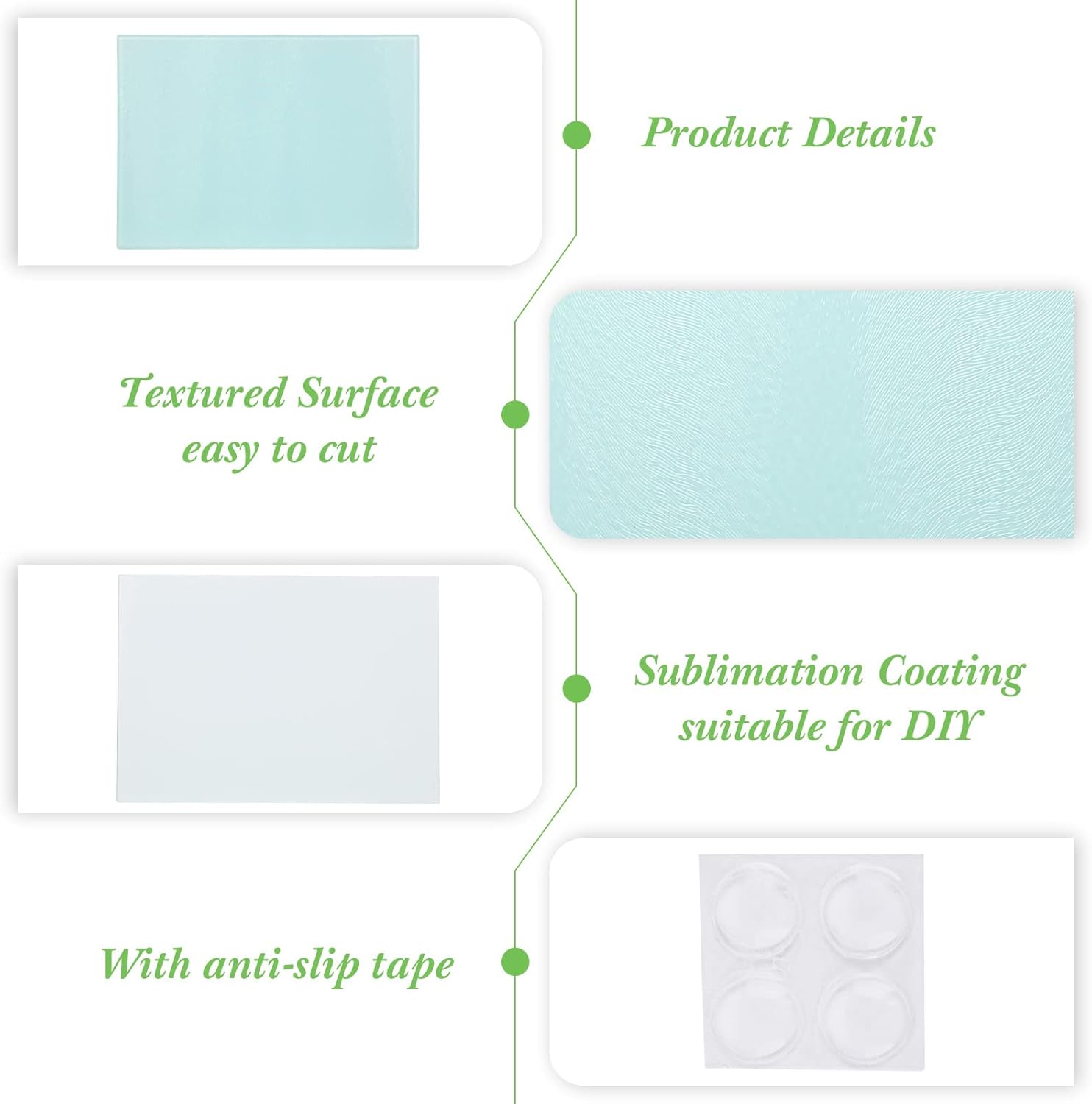 Nuenen 10 tablas de cortar de vidrio por sublimación para cocina, tablas de cortar de vidrio templado texturizadas, antideslizantes, resistentes al