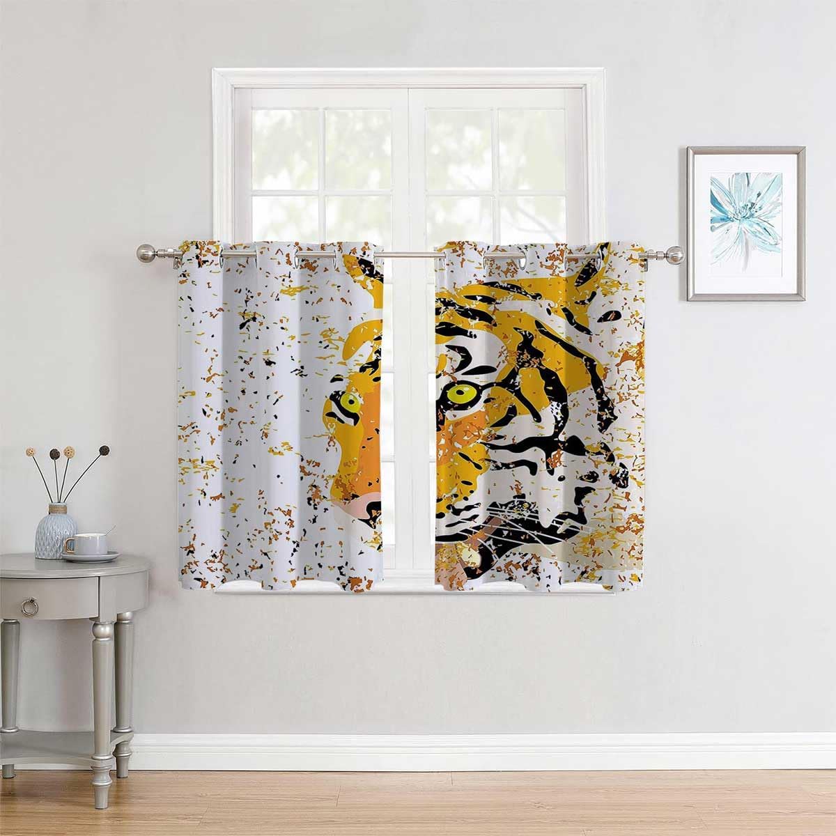 YANFENQI Cortinas para Habitacion Blackout Animal Decor Grommet Short Closet Door Cover Blackout Sheet 55Inch Width by 45Inch Length,2 Panels