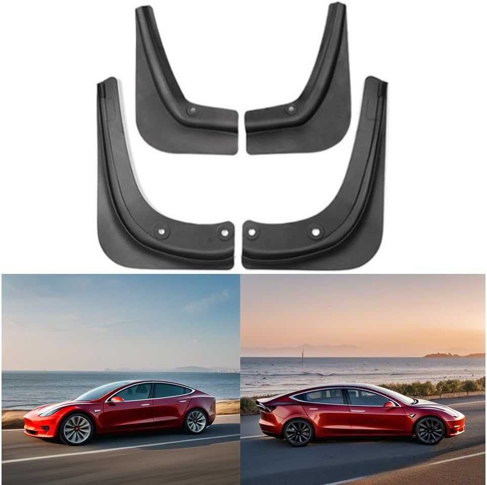 StarYtbl – Juego de 4 aletas de barro mejoradas para Tesla Modelo 3, protectores contra salpicaduras de alta resistencia, sin taladros, delanteros y