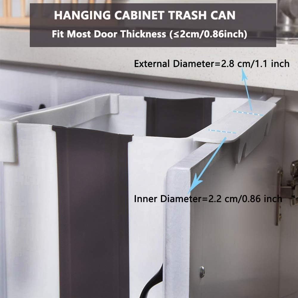 AVAC Cubo de basura colgante para cocina, pequeño cubo de basura plegable de plástico para gabinetecochedormitoriobañococinaoficinapapelera