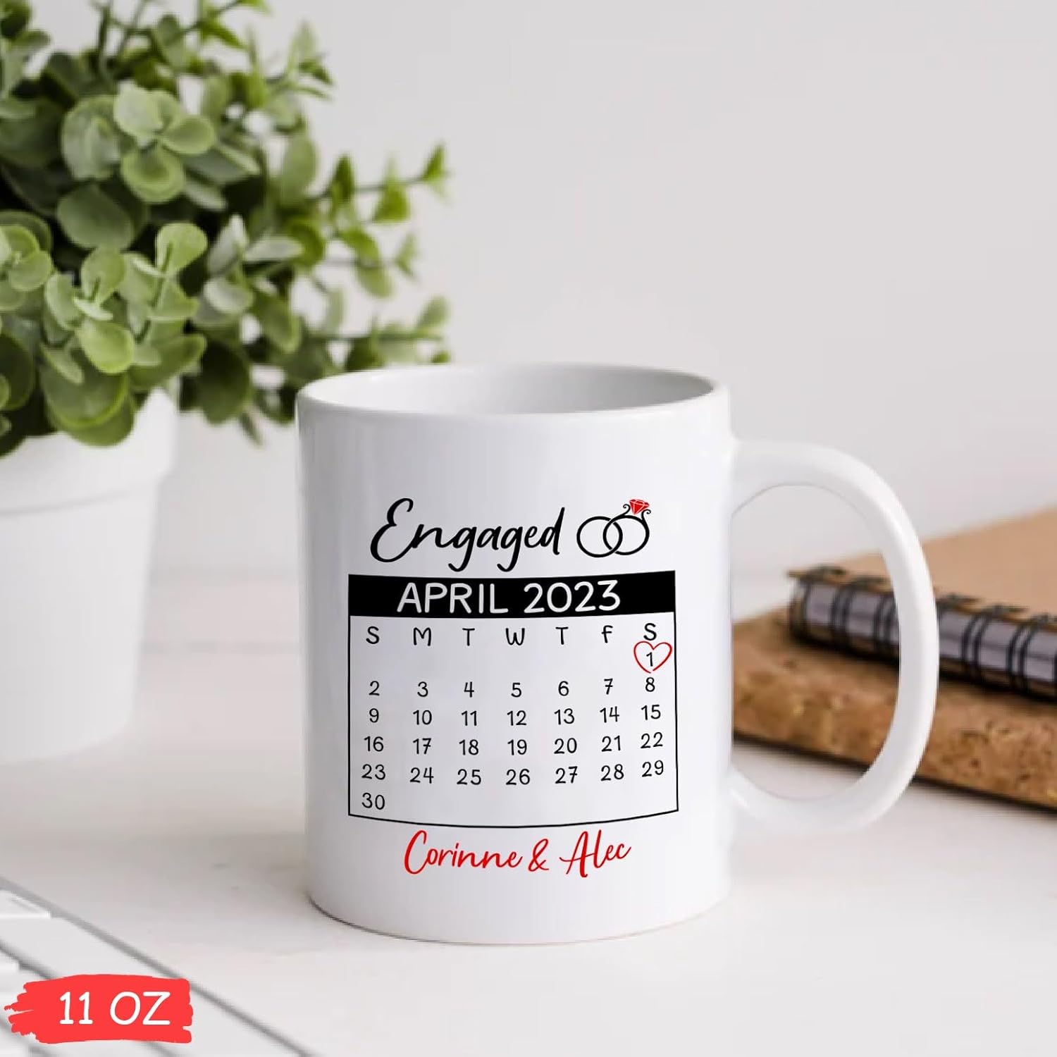 Taza de cerámica comprometida personalizada, tazas de compromiso regalo para pronto ser novia y novio, regalos de compromiso para recién casados