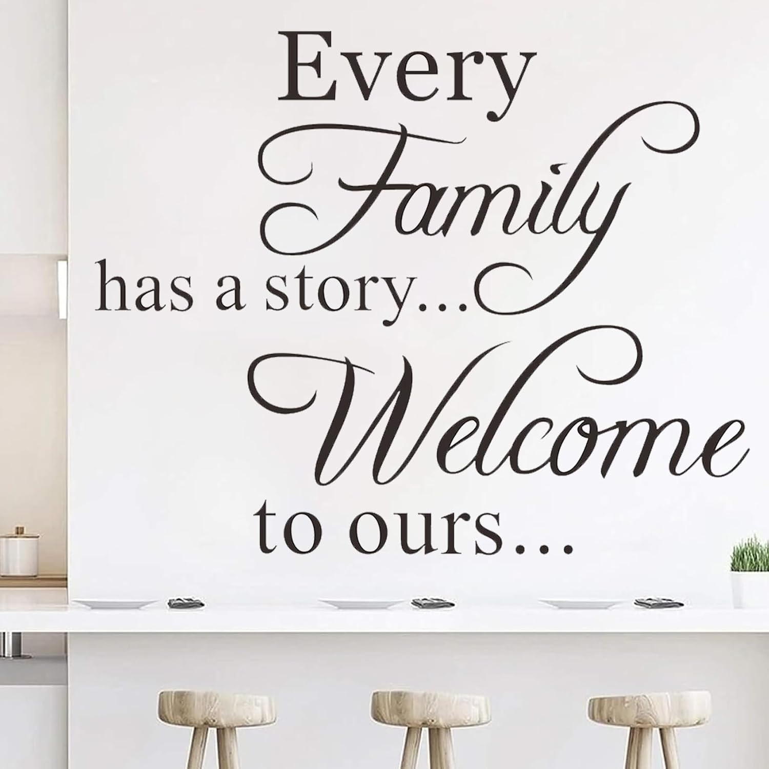 Calcomanías de vinilo con citas para pared, texto en inglés Every Family Has a Story Welcome to Ours Saying (Every Family Has a Story Welcome to