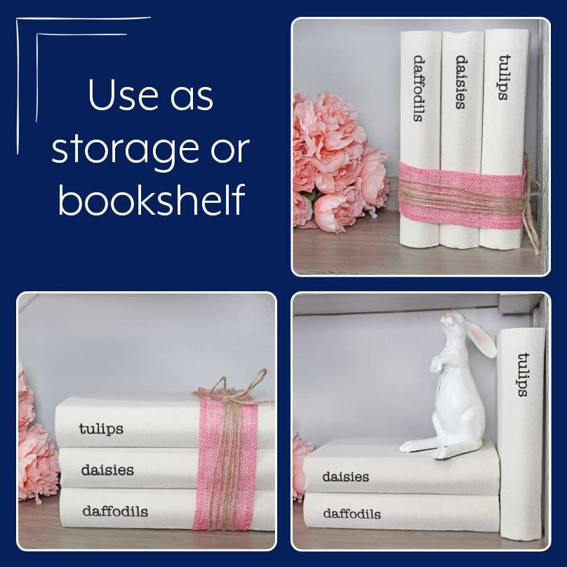 AuldHome – Juego de libros de Pascua decorativos con envoltura de cinta de arpillera