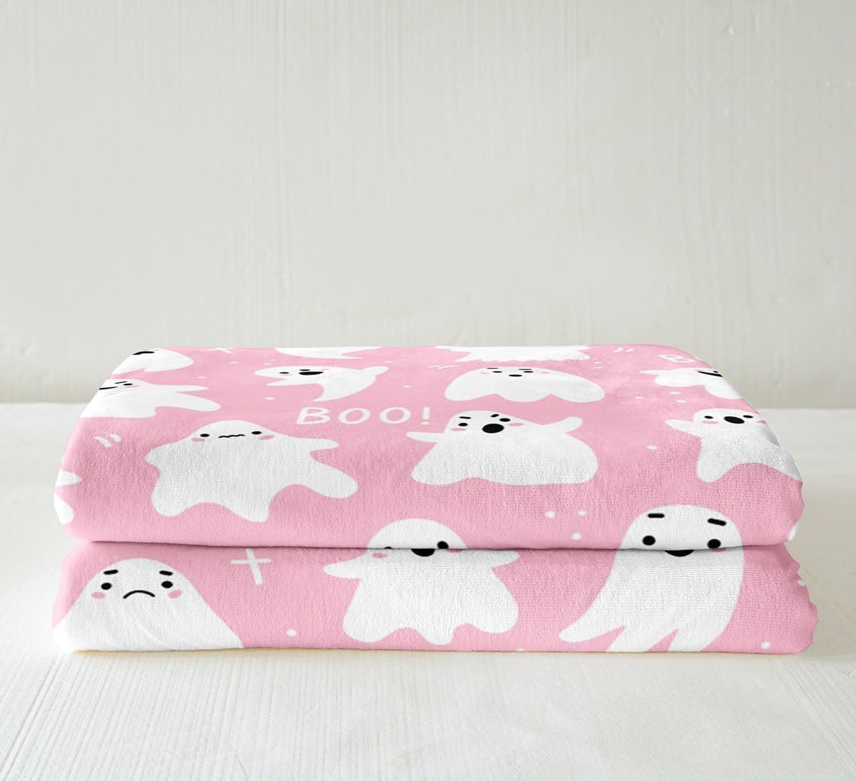 Manfei Manta de fantasmas de Halloween con temática de Halloween para sofá, manta de cama rosa de Halloween para niños, niñas y adultos, decoración