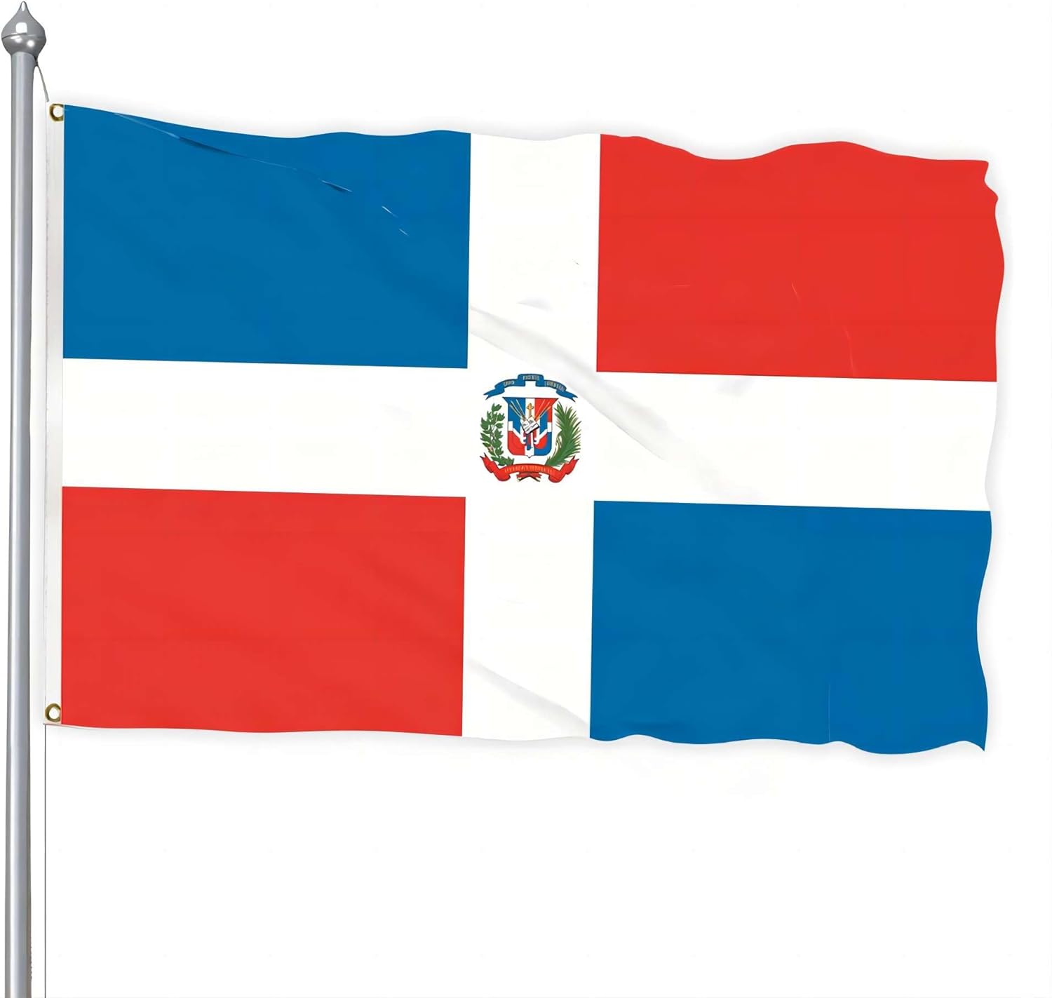 Bandera de República Dominicana de 3 x 5 pies, banderas impresas de poliéster 100D para decoración patriótica de interiores y exteriores