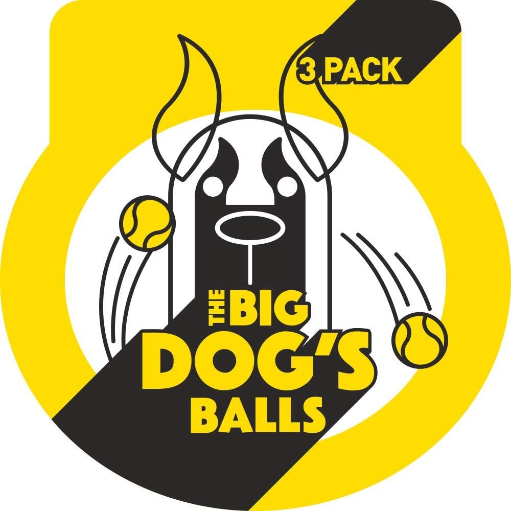 The Big Dog’s Balls, pelotas de tenis para perros, paquete de 3 unidades, color amarillo, juguete para perros de 3 pulgadas de diámetro, pelota