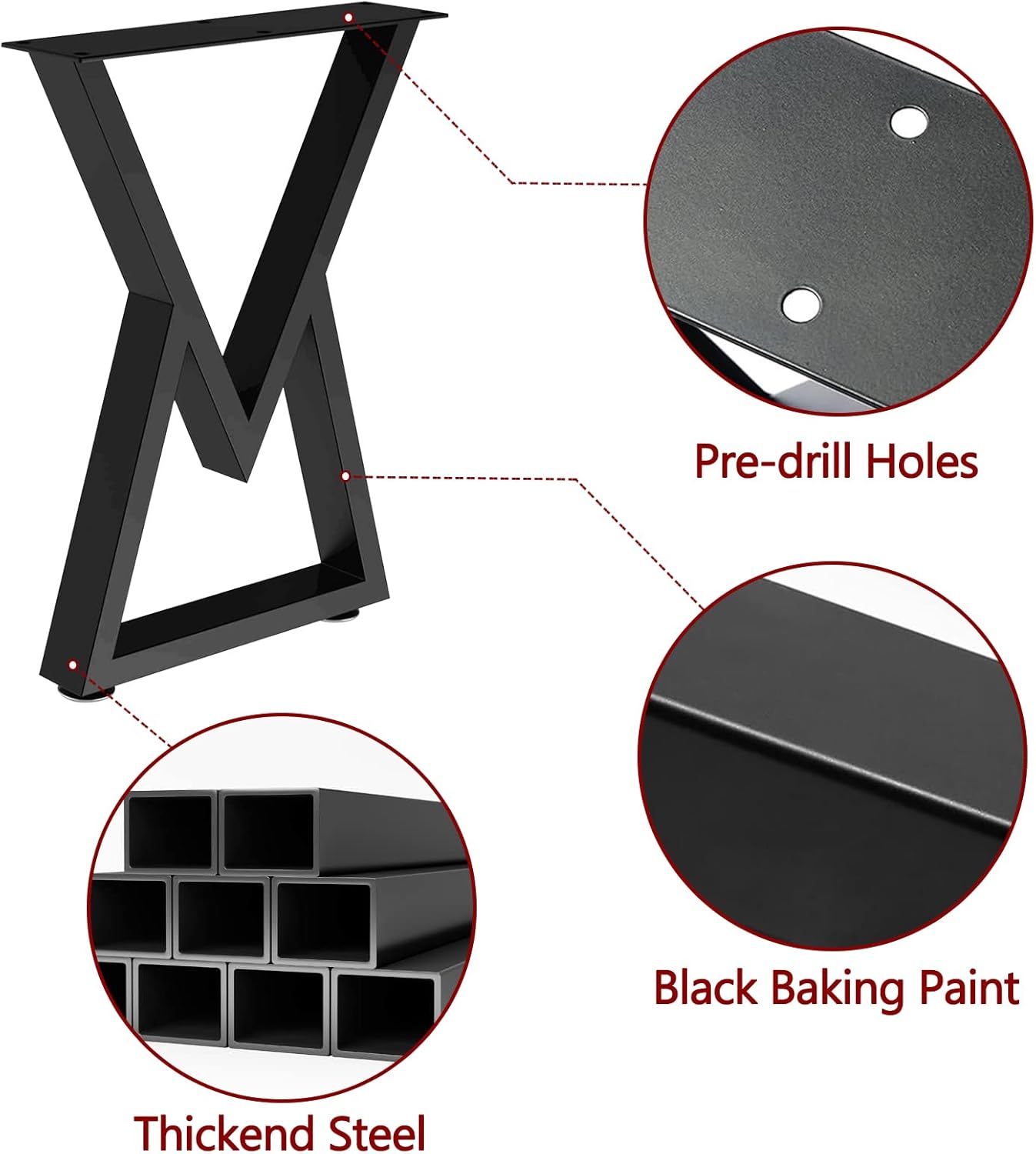 Patas de mesa de 16 pulgadas tipo Y, patas de banco de metal, juego de 2 patas de mesa de centro de comedor DIY