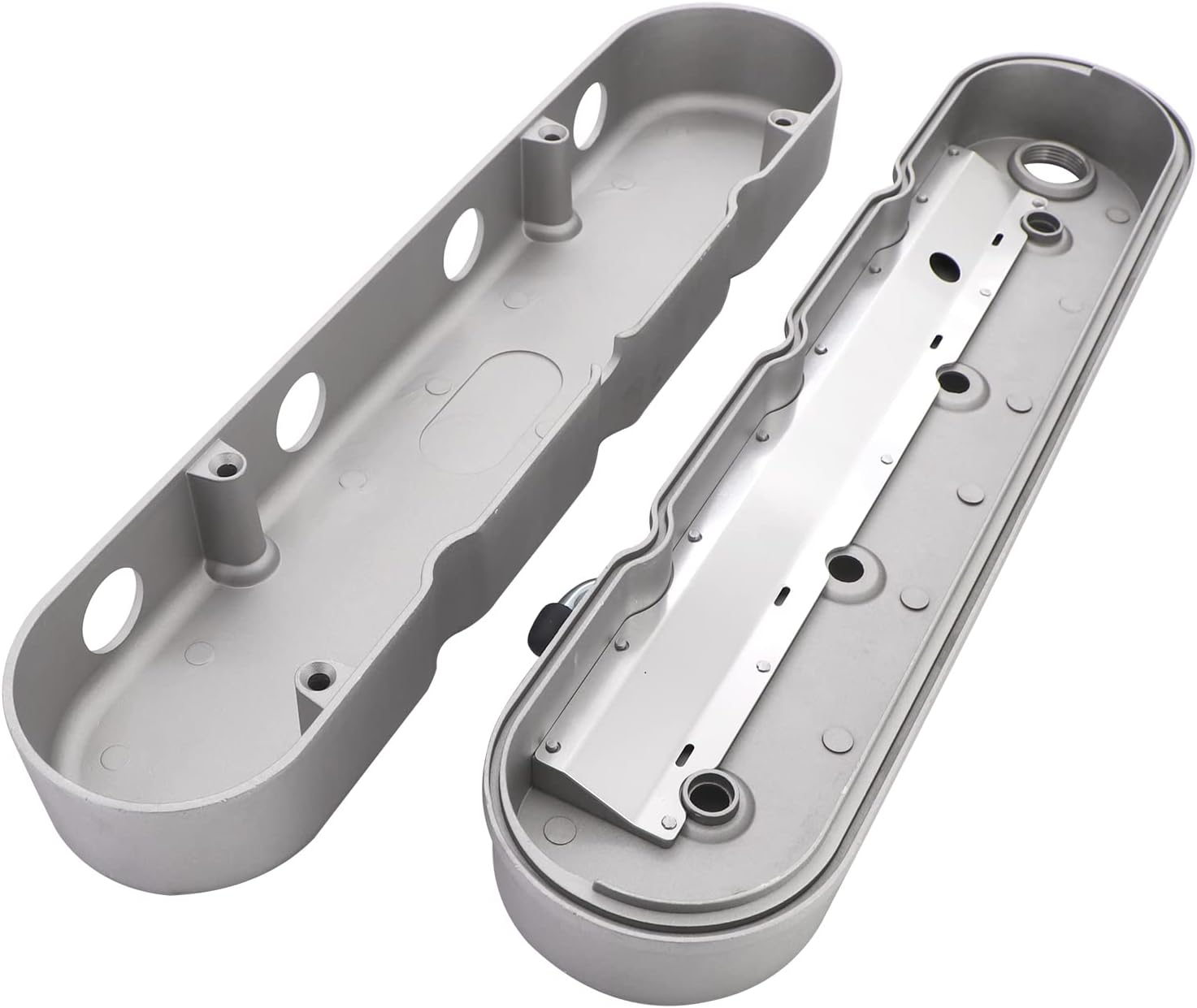 LS – Cubiertas de válvula de aluminio fundido liso con soportes de bobina y cubiertas compatibles con Che-vy Small Block SB V8 293 325 376 427,