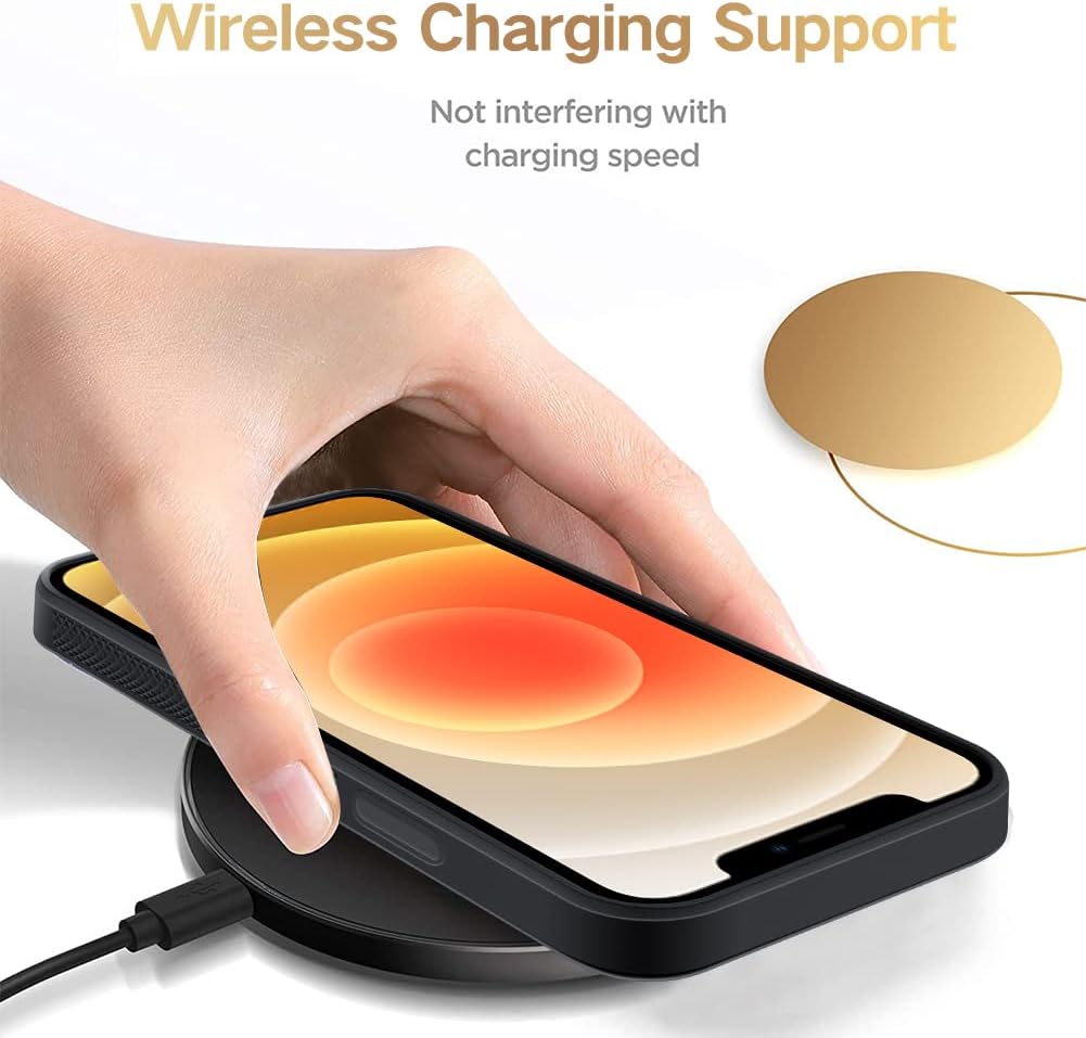 OOK Funda rígida para iPhone 12, iPhone 12 Pro, protección de absorción de golpes, con diseño de corazón marrón, banda de rodadura antideslizante,