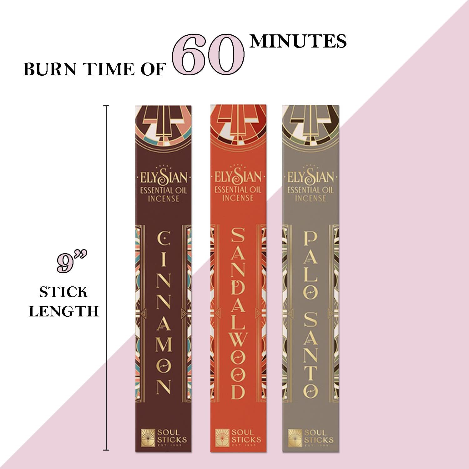 Soul Sticks Elysian – Juego variado de 3 unidades, 10 varillas por paquete, aceites esenciales naturales, juegos de incienso para aromaterapia