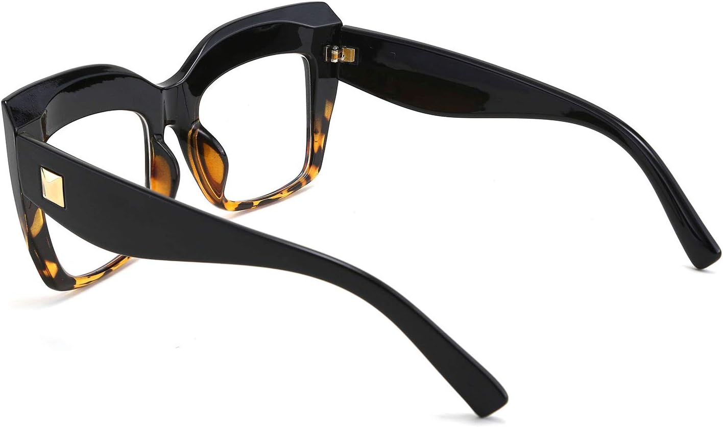 FEISEDY Gafas de lectura cuadradas de gran tamaño con filtro de luz azul para mujer B2627